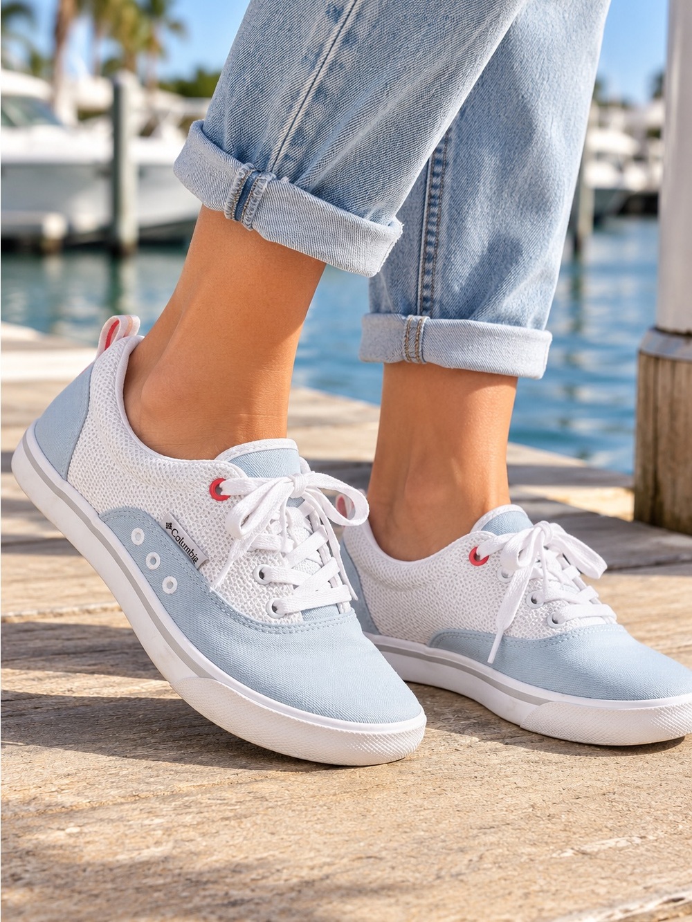 Columbia PFG Slack Water Women’s Water Shoes Size 8 Blue White